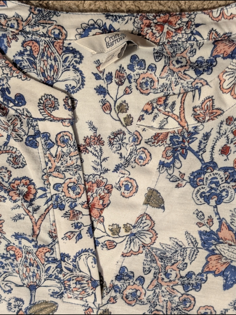 Boho Floral 3/4 Sleeve Top with Blue and Rust Size 1X - Picture 7 of 15